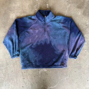 Hollister Galaxy Blue Purple Multicolor Fleece Quarter Zip • Boxy Fit • Size L
